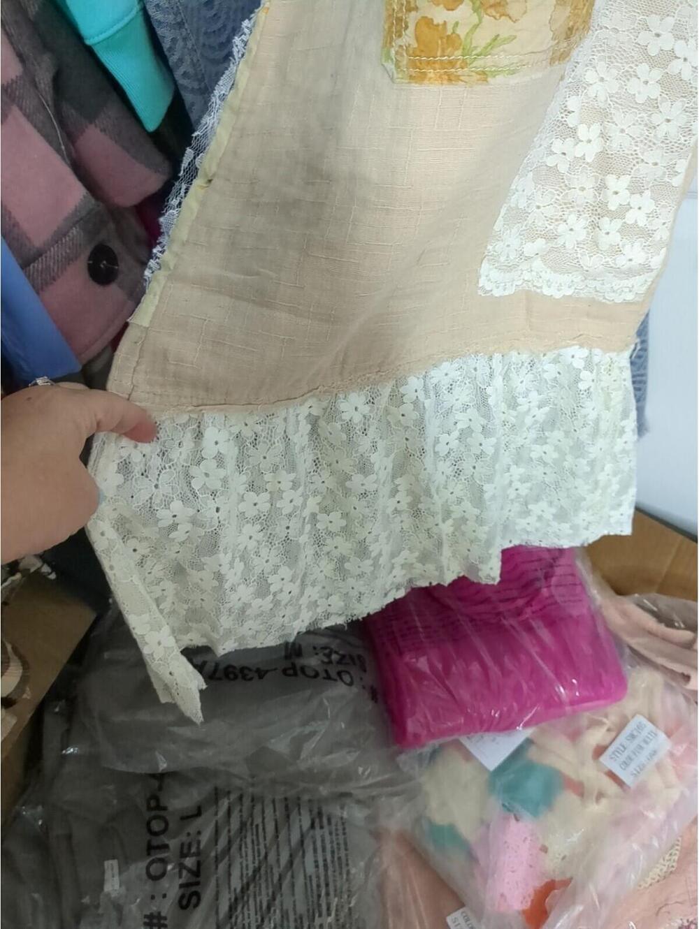 POL Boho Floral Patchwork Wide Leg Overalls Ruffle Bottom Jumpsuit Cream Large - Picture 6 of 8